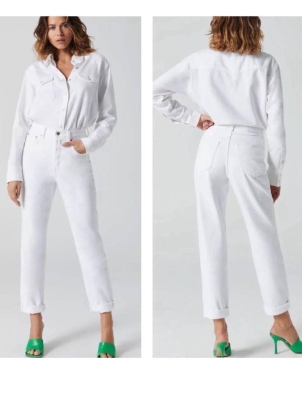 Aritzia Denim Forum The Boyfriend BF High Rise Loose in White Size 26